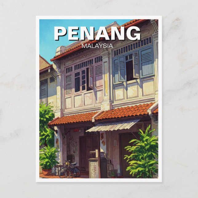 Penang Malaysia Heritage Townhouse Travel Postcard (Front)