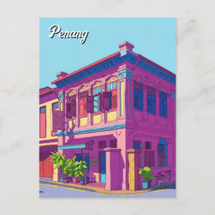 Penang Malaysia Heritage Townhouse Travel Postcard