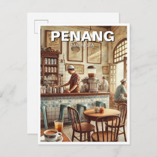 Penang Malaysia Shophouse Kopitiam Travel Postcard
