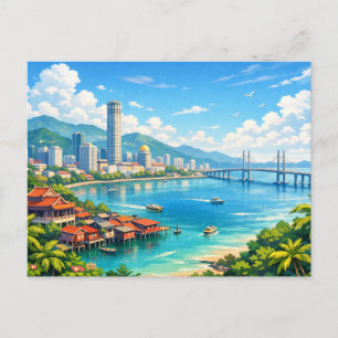 Penang Malaysia Skyline Postcard