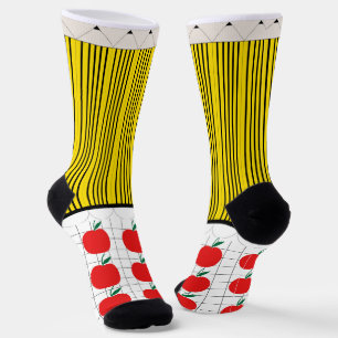 Pencil and apple socks
