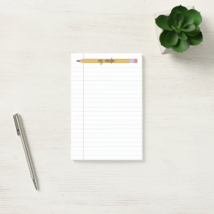 pencil and paper personalised teacher post-it notes