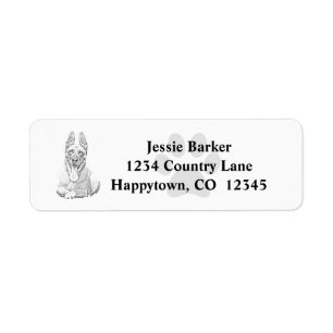Pencil Art Belgian Malinois Return Address Label