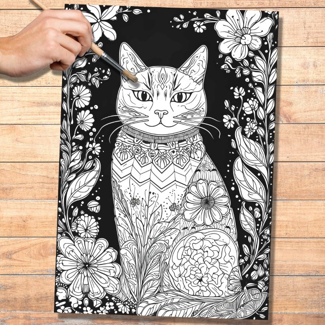 Pencil Art Cat 1 Decoupage Paper (Creator Uploaded)