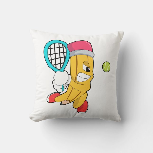 Pencil at Tennis with Tennis racket Cushion (Front)