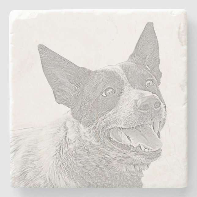 Pencil Australian Cattle Dog Marble Coaster (Front)