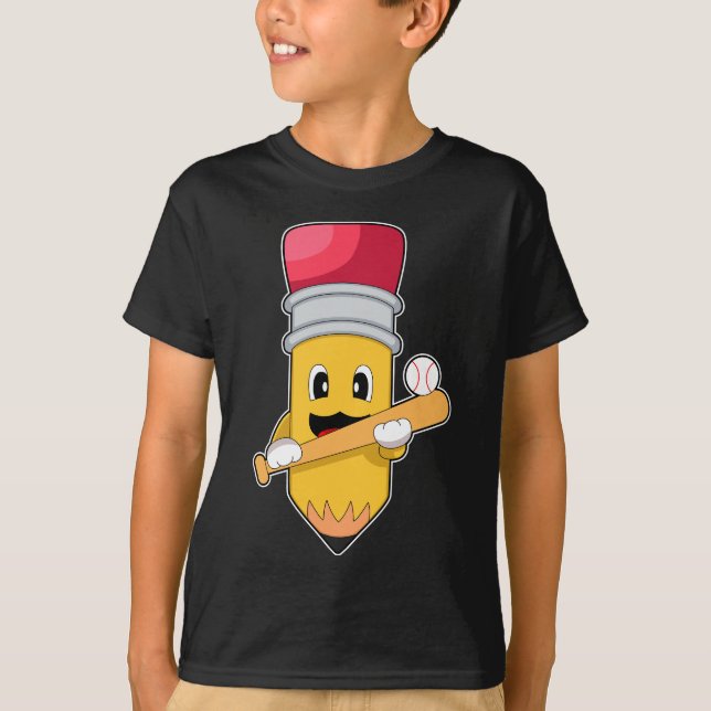 Pencil Baseball Baseball bat T-Shirt (Front)