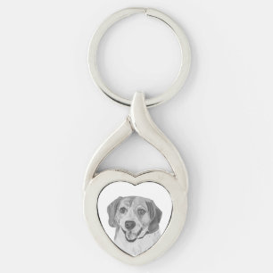 Pencil Beagle Dog Heart Key Chain