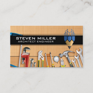 Pencil Building Logo   Architect   Tools Business Card