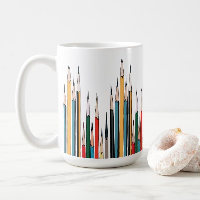 Pencil Colourful Pencil Coffee Mug (With Donut)