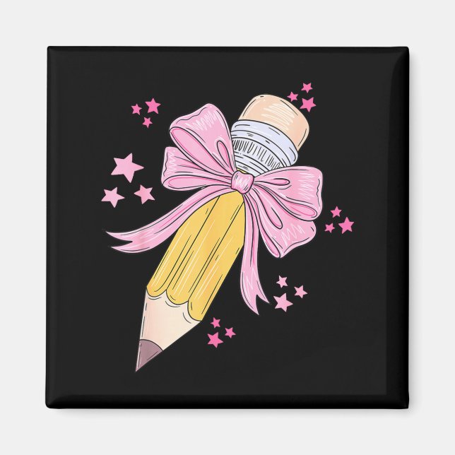 Pencil Coquette Bow Teacher Appreciation Back to Magnet (Front)