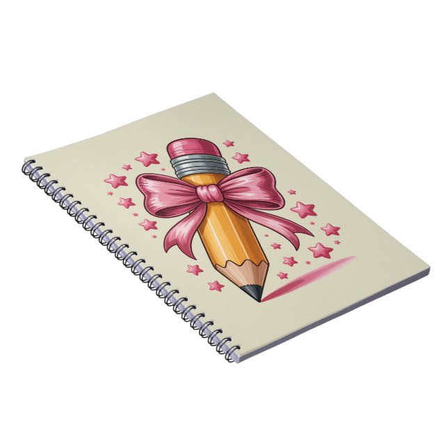 Pencil Coquette Bow Teacher Appreciation School Notebook (Right Side)