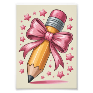 Pencil Coquette Bow Teacher Appreciation School Photo Print