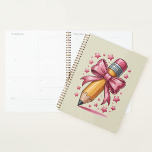Pencil Coquette Bow Teacher Appreciation School Planner