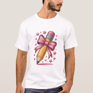 Pencil Coquette Bow Teacher Appreciation School T-Shirt