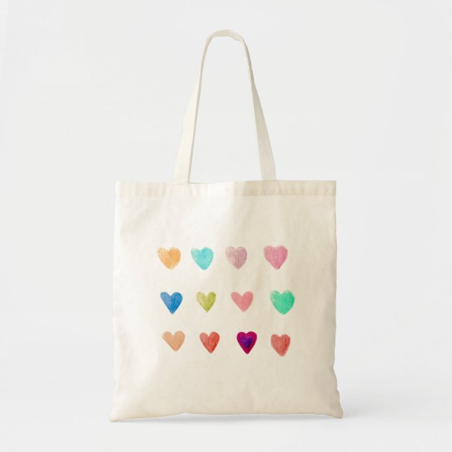 Pencil Crayon Hearts Tote Bag (Front)