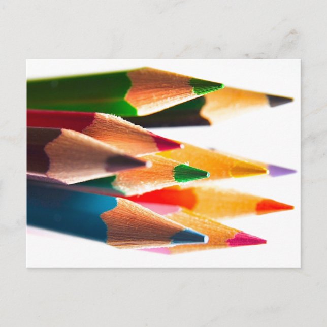 PENCIL CRAYONS PENCILS COLORED BRIGHT SCHOOL POSTCARD (Front)