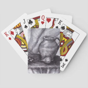 Pencil Drawing Classic Playing Cards Still Life