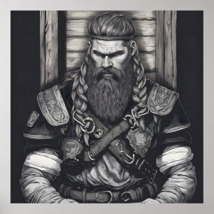 Pencil Drawing of a Viking King Poster