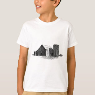 PENCIL DRAWING: OLD BARN, SILO: REALISM T-Shirt