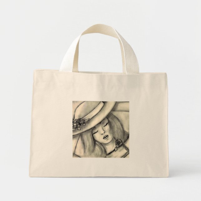 pencil drawing sleeping girl bag (Front)