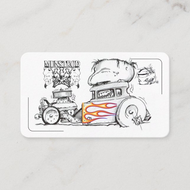 Pencil Drawing Street rods Square Business Card (Front)