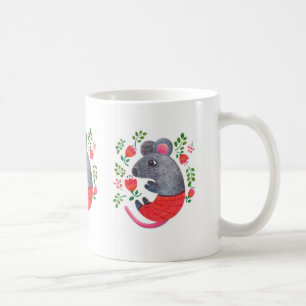 Pencil drawn mouse coffee mug