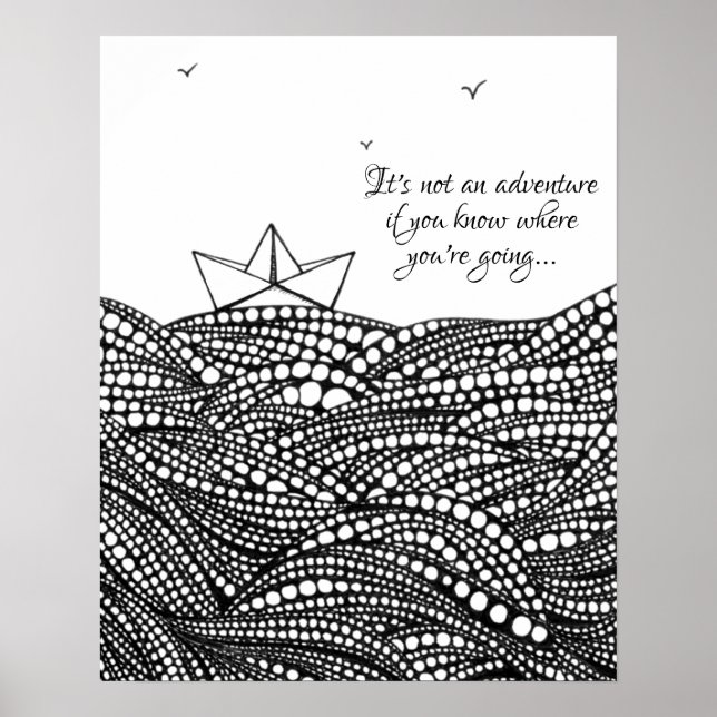 Pencil Drawn Paper boat | motivational classroom Poster (Front)