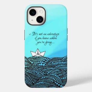 Pencil Drawn Paper boat motivational quote Case-Mate iPhone 14 Case