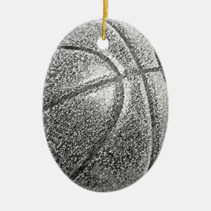 Pencil Effect Basketball Ceramic Tree Decoration