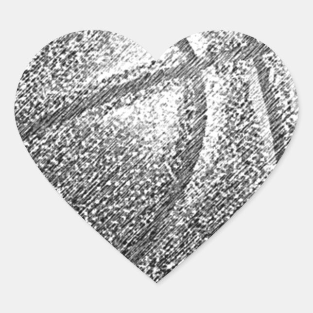 Pencil Effect Basketball Heart Sticker (Front)