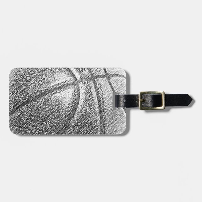 Pencil Effect Basketball Luggage Tag (Front Horizontal)
