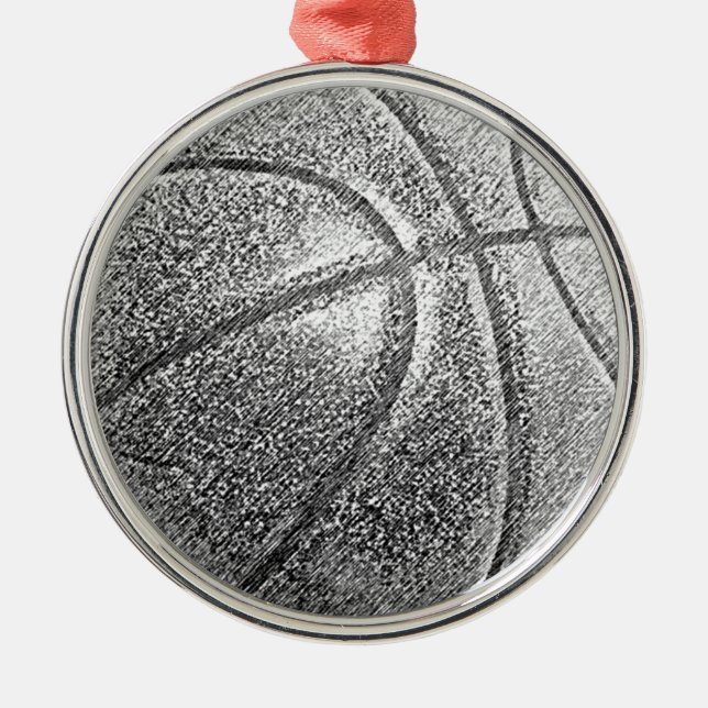 Pencil Effect Basketball Metal Tree Decoration (Front)