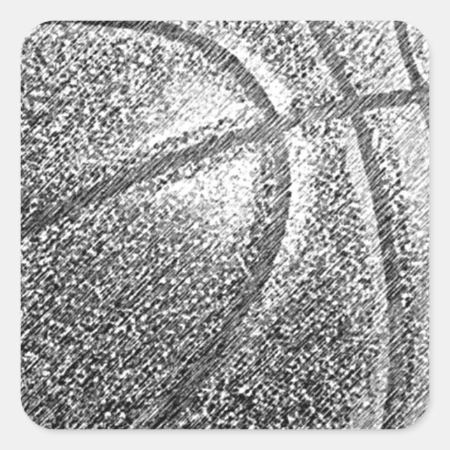 Pencil Effect Basketball Square Sticker (Front)