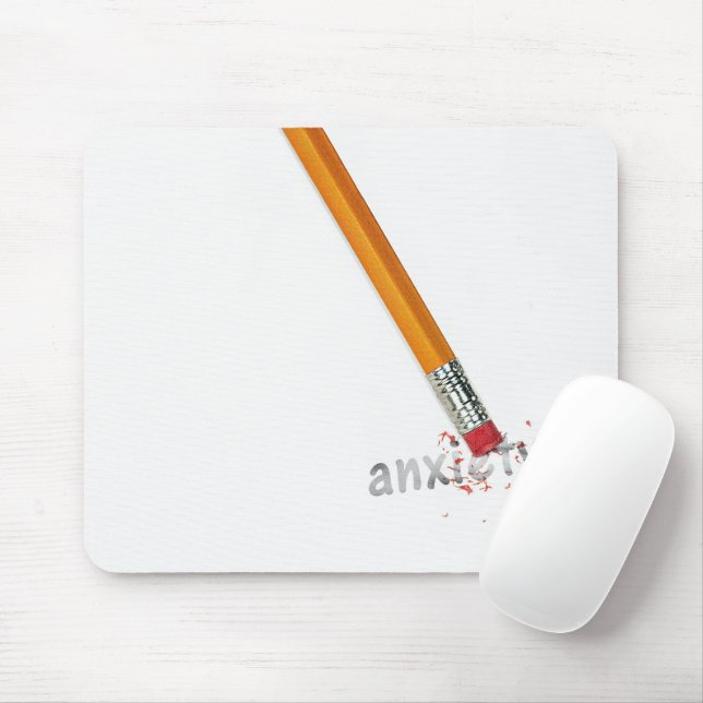 Pencil Eraser with Anxiety Text Mouse Mat (With Mouse)