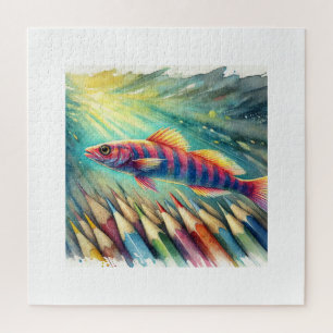 Pencil Fish 231024AREF109 - Watercolor Jigsaw Puzzle