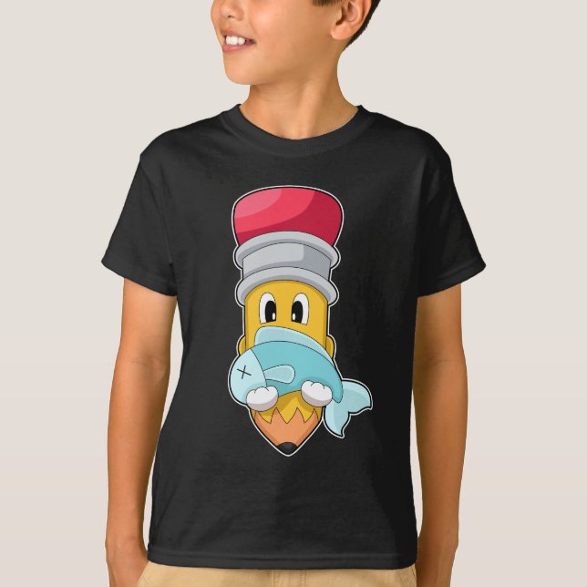 Pencil Fisher Fish Fishing T-Shirt (Front)