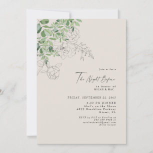 Pencil Floral Eucalyptus The Night Before Wedding Invitation