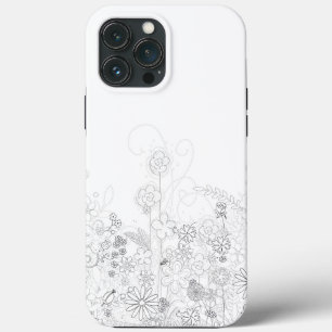 Pencil Flower Drawing iPhone 13 Pro Max Case