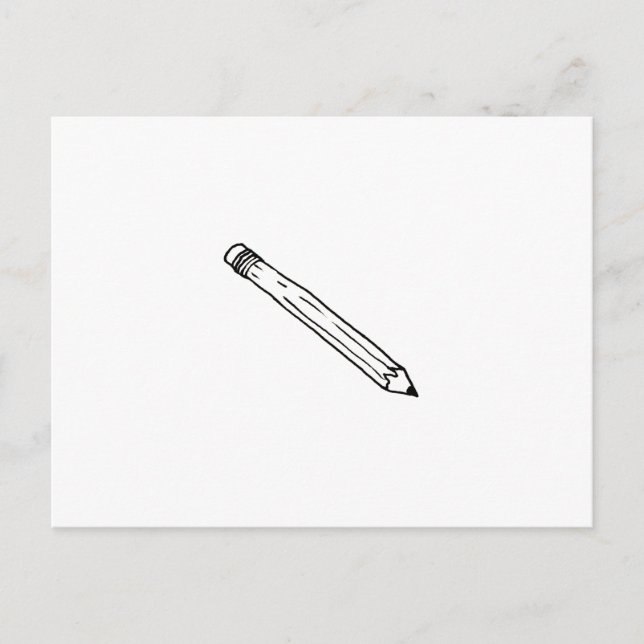 Pencil - fun simple line drawing symbol logo art postcard (Front)