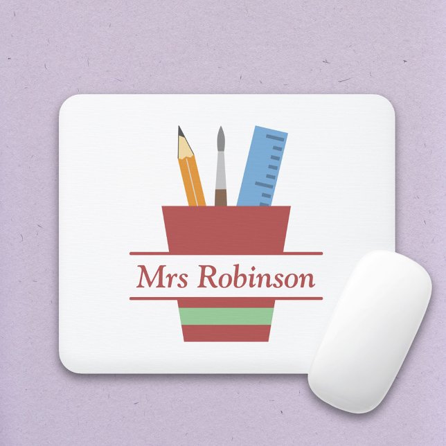Pencil Holder Monogram Teacher Thank You Gift  Mouse Mat (Pencil Holder Monogram Teacher Thank You Gift Mouse Pad)