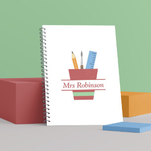 Pencil Holder Monogram Teacher Thank You Gift Notebook