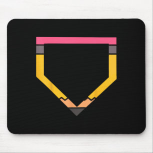 Pencil Home Plate Baseball Lovers Boys Kids Back T Mouse Mat