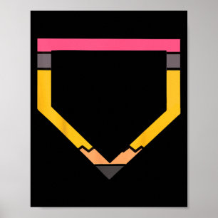 Pencil Home Plate Baseball Lovers Boys Kids Back T Poster