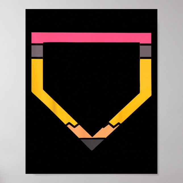 Pencil Home Plate Baseball Lovers Boys Kids Back T Poster (Front)