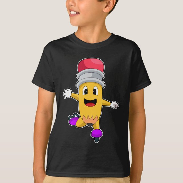 Pencil Inline skating Roller skates T-Shirt (Front)