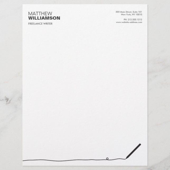 Pencil Letterhead for Authors, Writers (Front)