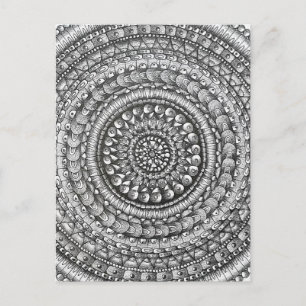 Pencil Original Art Mandala Design Postcard