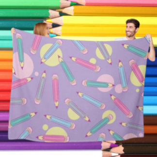 Pencil Party | Lavender Fleece Blanket