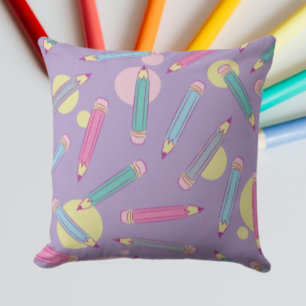 Pencil Party   Lavender Throw Pillow